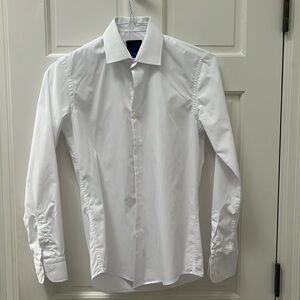 🔥Mens long sleeved dress shirt polycotton blend size 14 1/2 neck white🔥